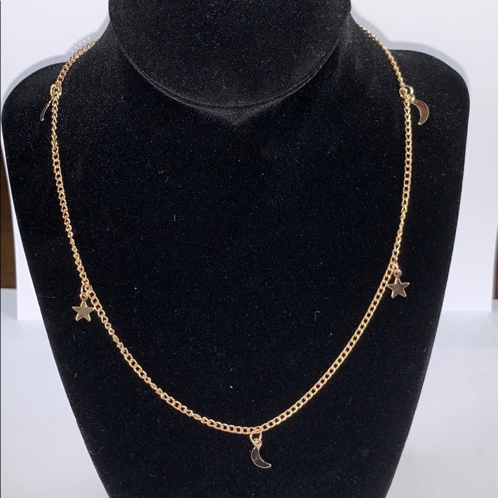 Moon and Star gold choker necklace